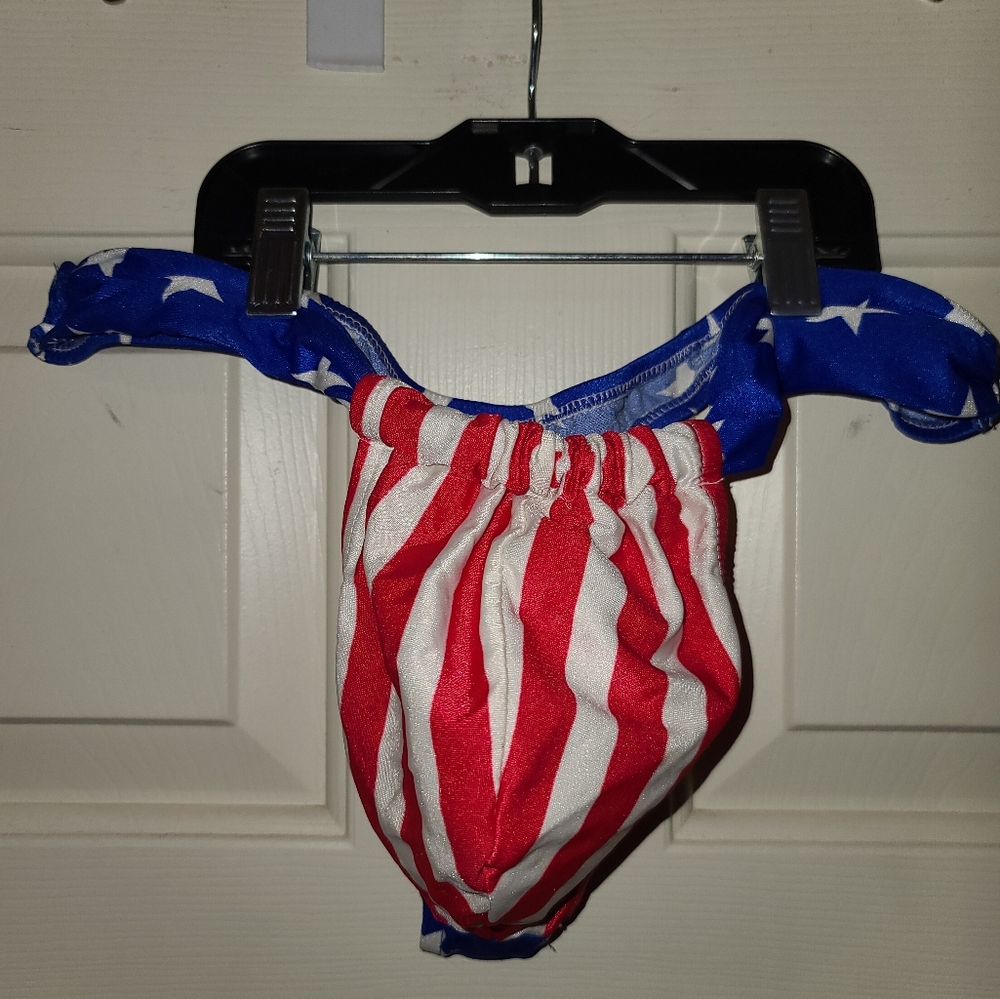 Red and Blue Striped Bikini Bottom